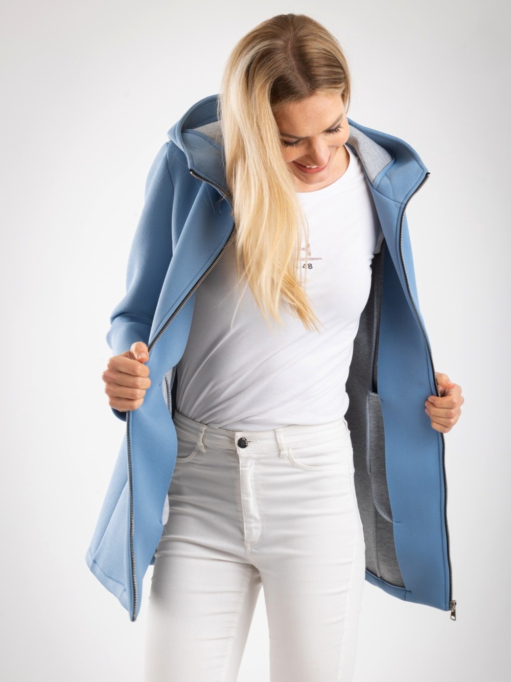 PARKA CON ZIP  CELESTE 