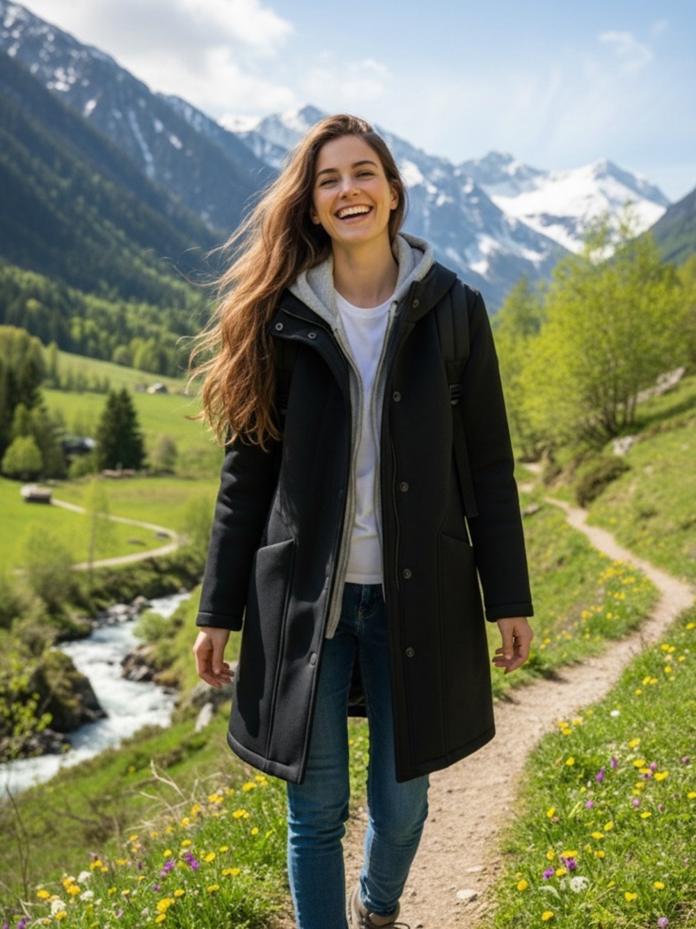 PARKA CON CAPPUCCIO NERO