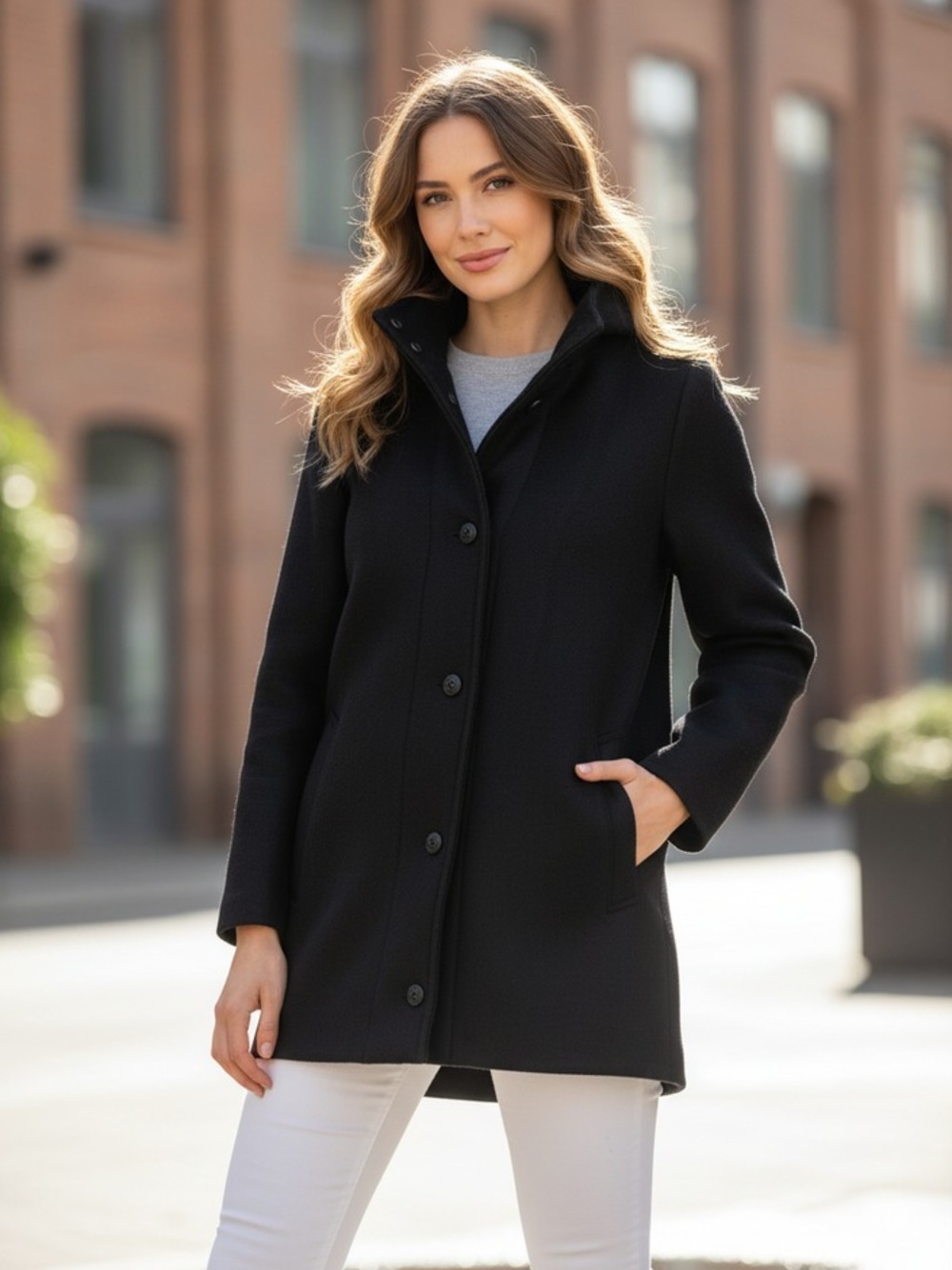 PARKA IN LANA ACCOPPIATA CON CAPPUCCIO  NERO 