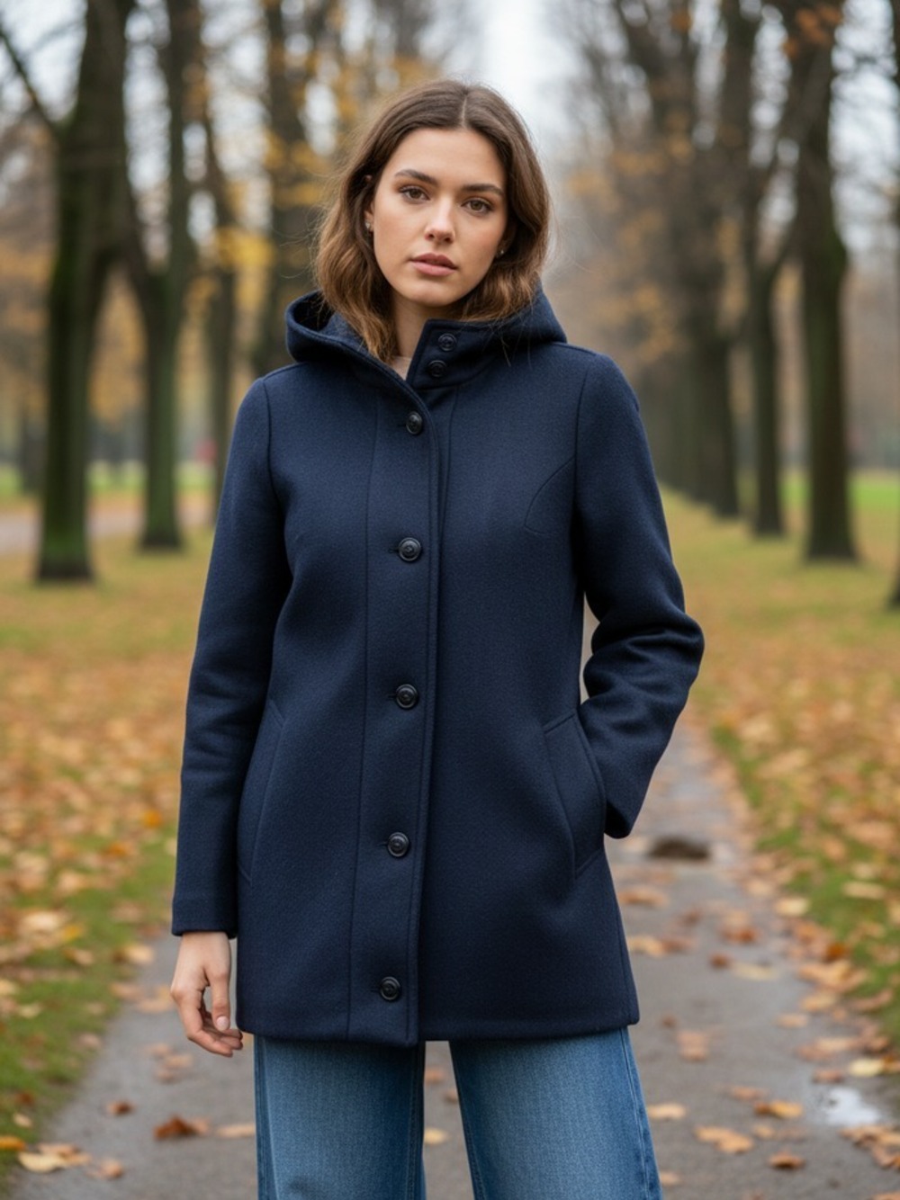 PARKA IN LANA ACCOPPIATA CON CAPPUCCIO  BLU 