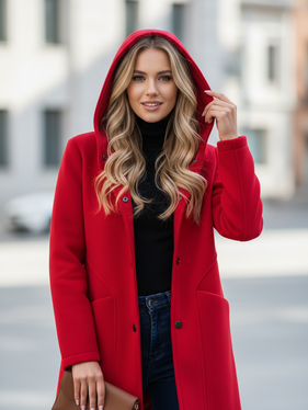 Parka con cappuccio  rosso 