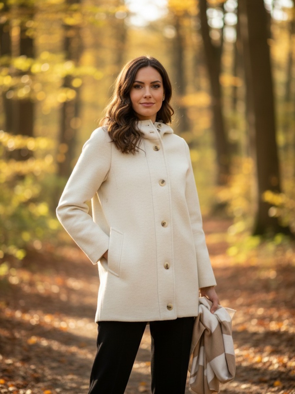 PARKA IN LANA ACCOPPIATA CON CAPPUCCIO  PANNA 