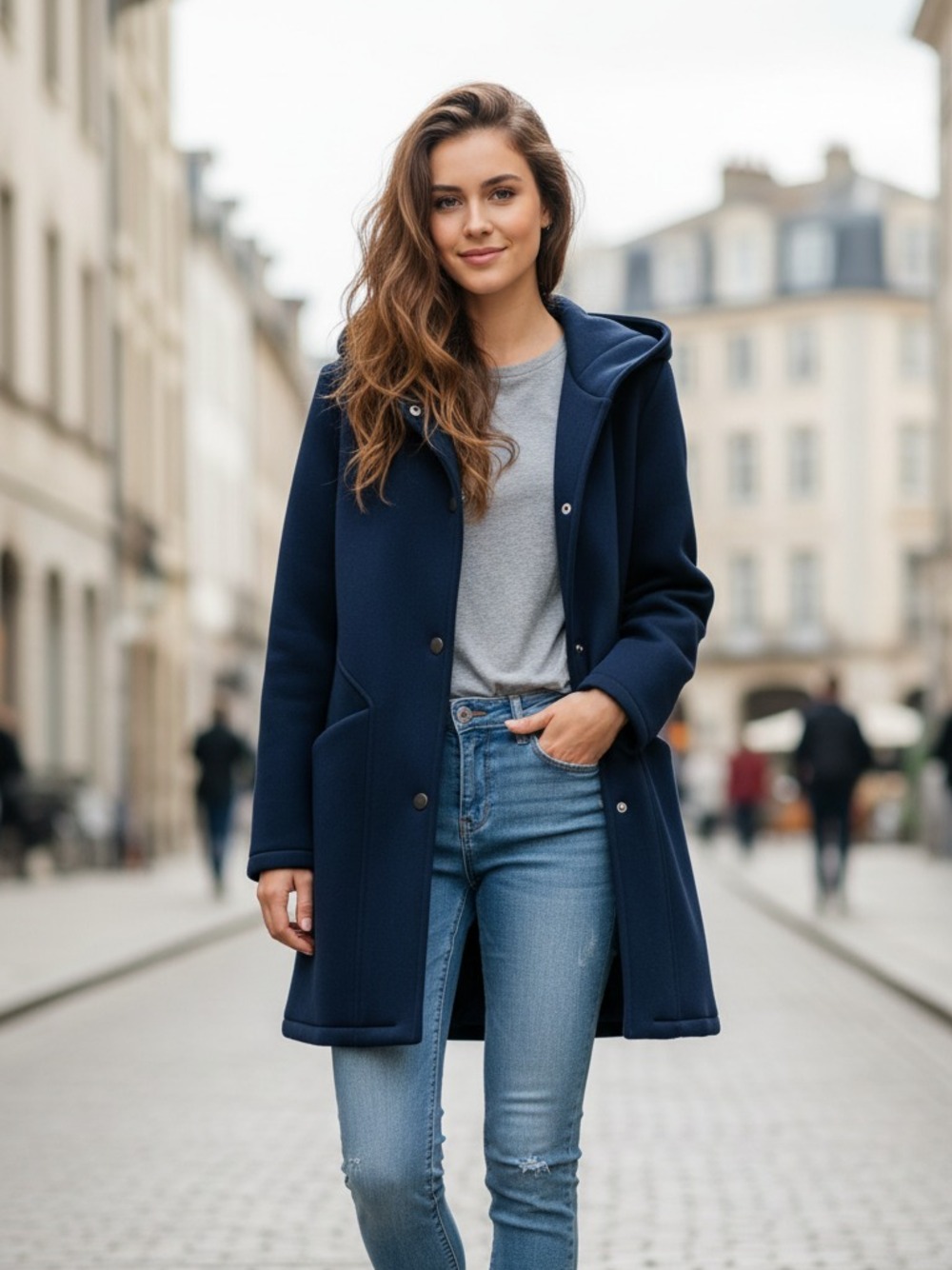 PARKA CON CAPPUCCIO BLU