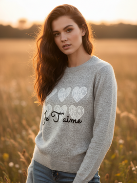 Maglioncino grigio chiaro  con i cuori 