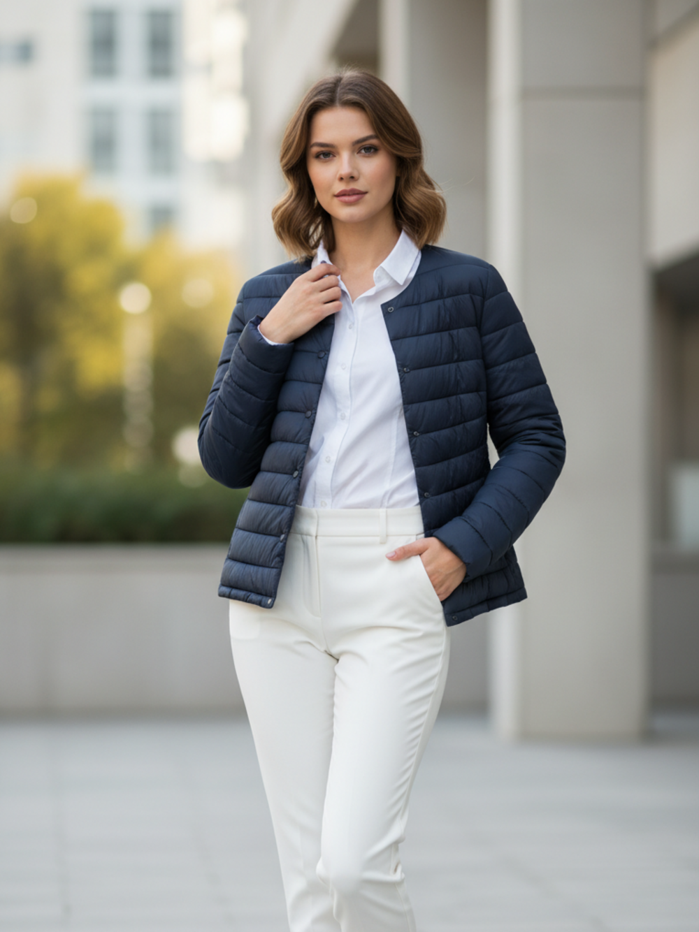 PIUMINO LEGGERO SENZA COLLO BLU