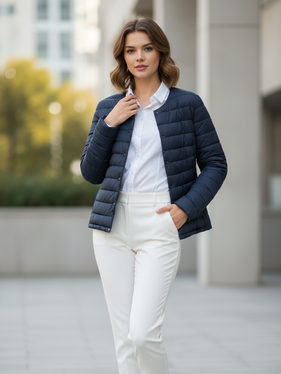 Piumino leggero senza collo  blu 