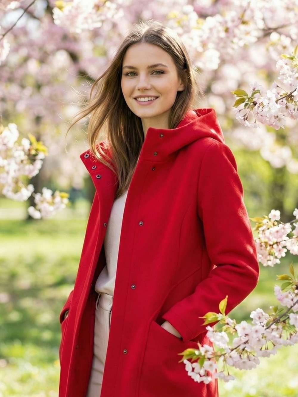 PARKA CON CAPPUCCIO ROSSO