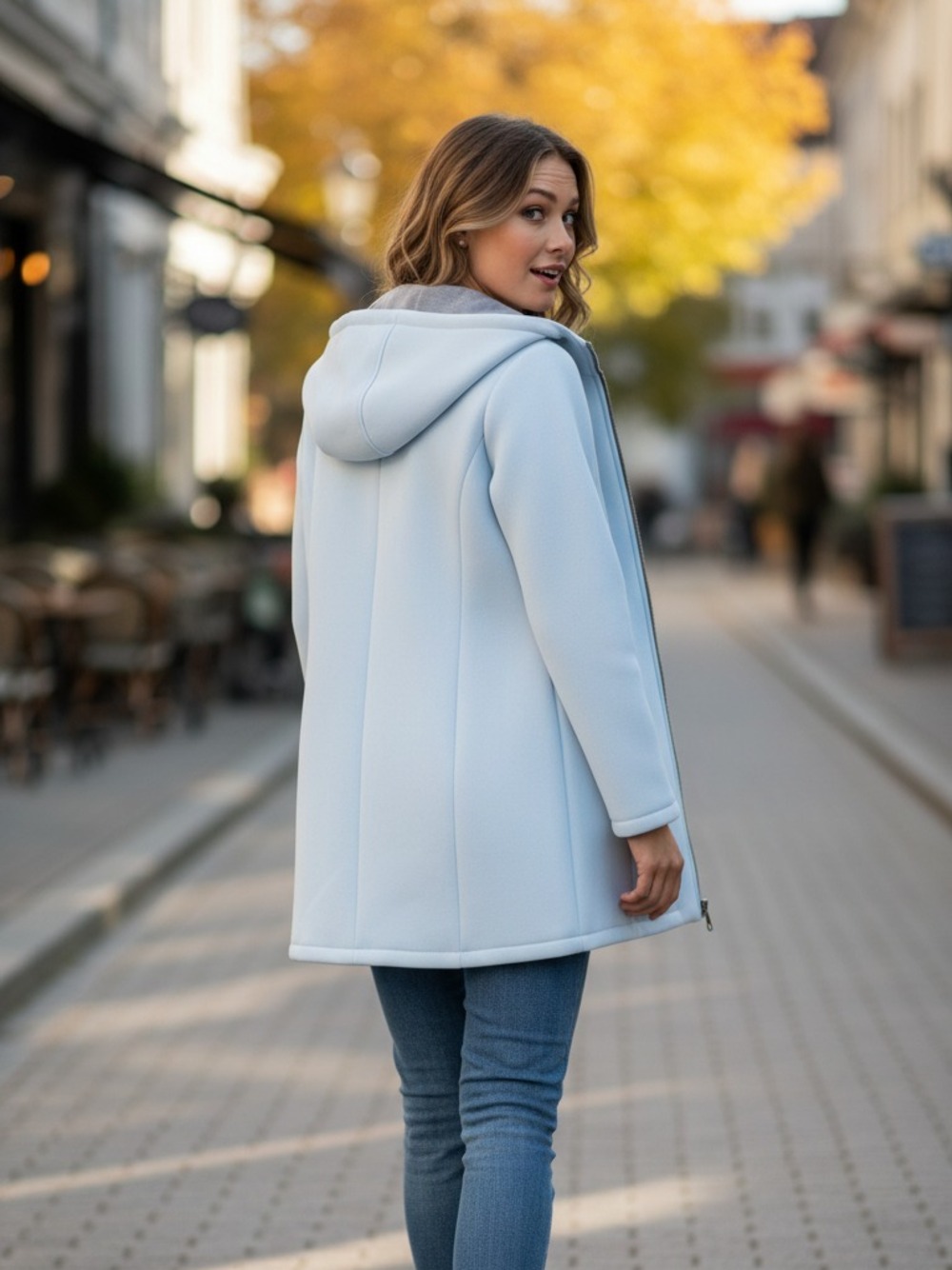 PARKA CON ZIP  CELESTE 