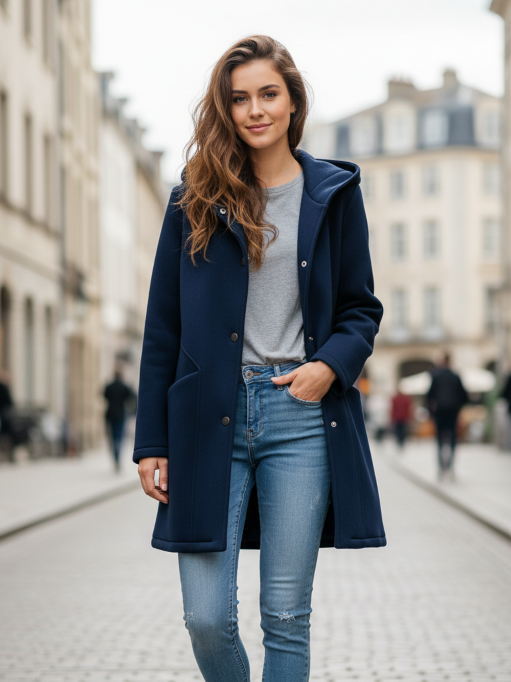 PARKA CON CAPPUCCIO  BLU 