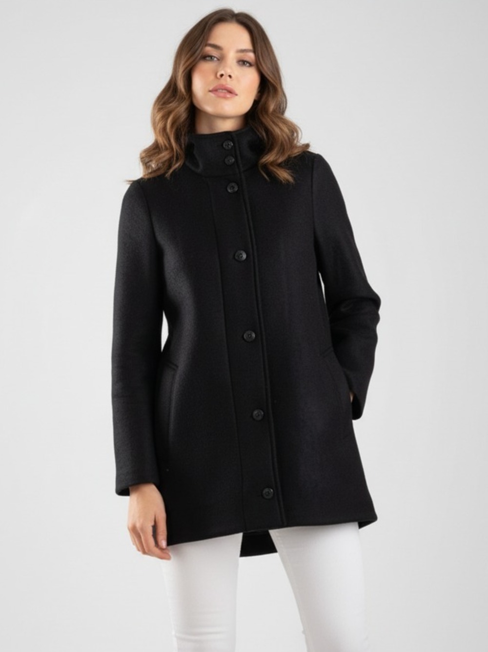 PARKA IN LANA ACCOPPIATA CON CAPPUCCIO  NERO 