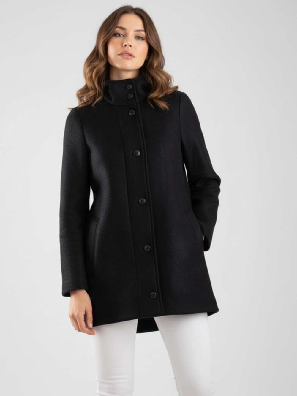 PARKA IN LANA ACCOPPIATA CON CAPPUCCIO  NERO 