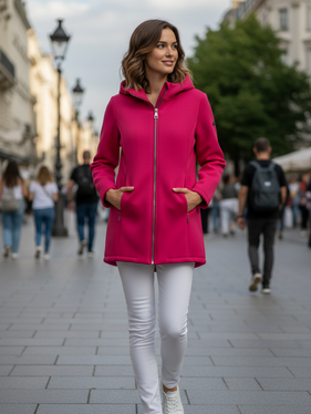 Parka con zip  fucsia 