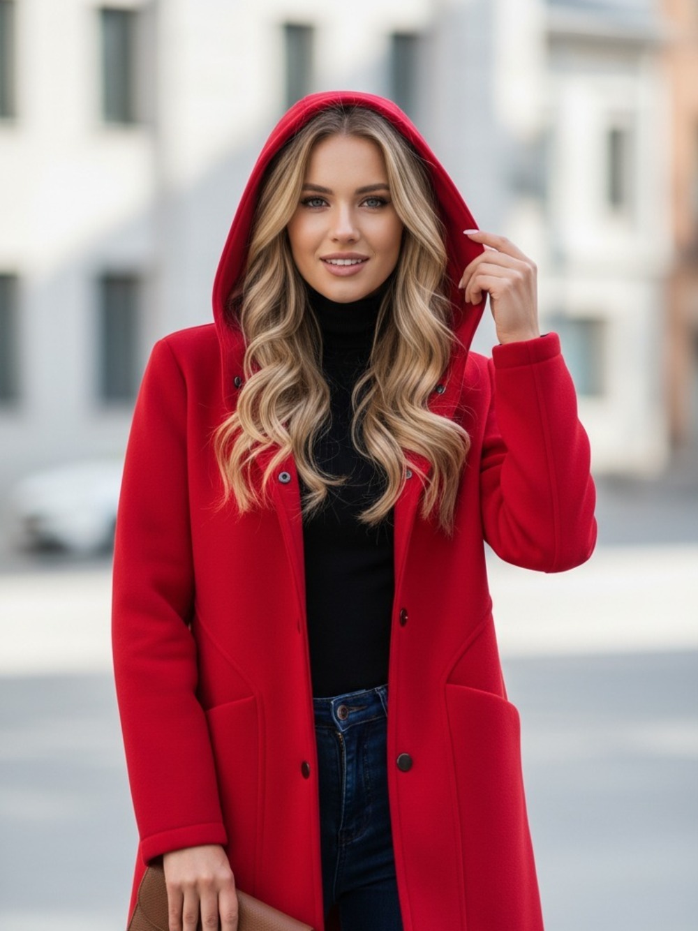 PARKA CON CAPPUCCIO ROSSO