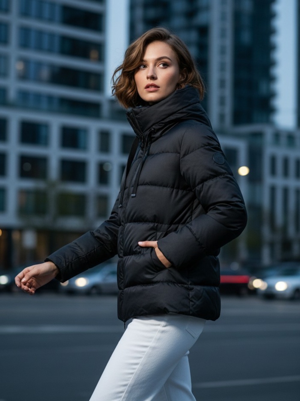 PIUMINO CON AMPIO CAPPUCCIO  NERO 